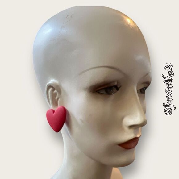 Bundle Sale 3 for $15 | Large Red Heart Earrings - Picture 4 of 7